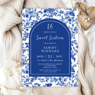Convites Delft Azul Antigo Chinoiserie Sweet Sixteen