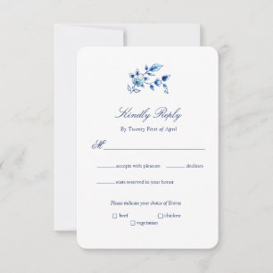 Convites Delft Blue and White Floral Weding