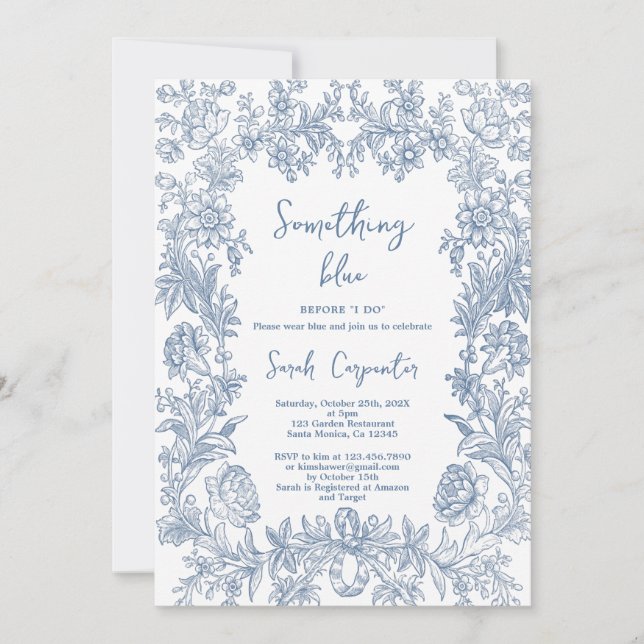 Convites Delft Blue Chinoiserie Chá de panela (Frente)