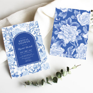 Convites Delft Blue Chinoiserie Chá de panela Floral