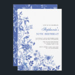 Convites Delft Blue Chinoiserie Floral Women 50th Birthday<br><div class="desc">Este design de inspiração chinesa apresenta elegantes florais botânicos e verde em azul e branco delft. Personalize o convite com seus detalhes e se quiser reorganizar o estilo e posicionamento do texto,  pressione o botão "Clique para personalizar mais".</div>