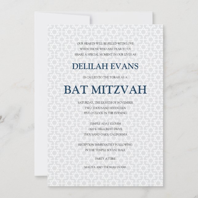 Convites Delicado - Bat Mitzvah (Frente)