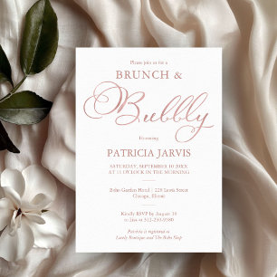 Convites Delicado Brunch e Bolhas em Folha de Ouro Rosa