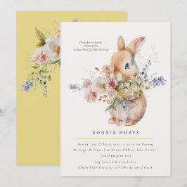 Convites Delicado Buquê Floral de Coelhinho de Primavera