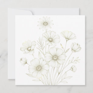 Convites Delicado Cosmos Buquê Linha Arte Graça