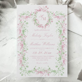 Convites Delicado Crista de Flora Francesa Casamento