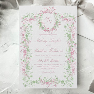 Convites Delicado Crista de Flora Francesa Casamento