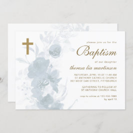 Convites Delicado Floral com Batismo Cruzado