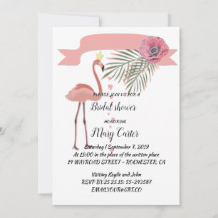 Convites Delicado grinalda floral, flamingos rosa,