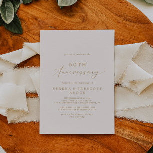 Convites Delicado Ouro e Creme 50º Aniversário de Casamento