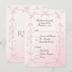 Convites Delicado RSVP Rosa com Prato Principal à Escolha