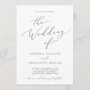 Convites Delicado Silver Calliografia O Casamento De