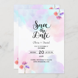 Convites Delicados De Casamento Rosa E Azul