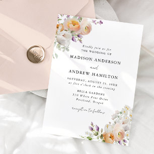 Convites Delicados Ramos Florais de Primavera para Casament