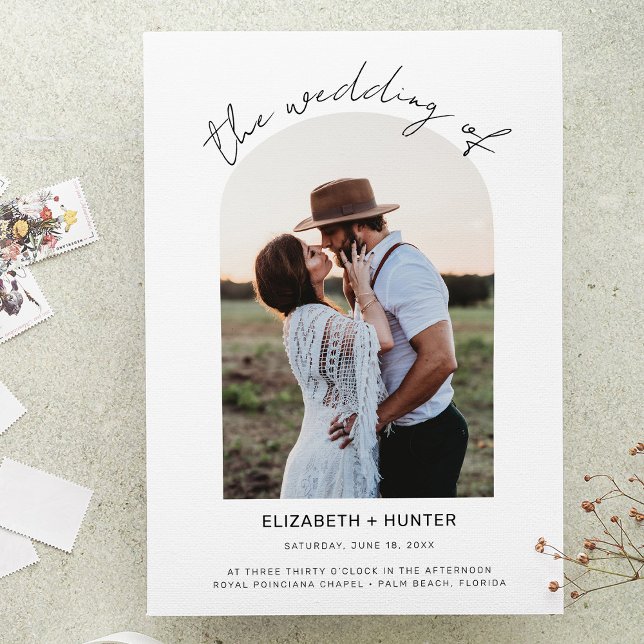 Convites Delicar Arch Frame Foto Casamento QR Code RSVP (Criador carregado)