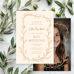 Convites Delicar Bar de FOTO PERSONALIZADO Botânico Bat Mit<br><div class="desc">Cartão perfeito para anunciar um morcego mitzvah, bar mitzvah ou outra celebração judaica! A mão desenhou uma delicada arte de trama de folha para você! TOTALMENTE PERSONALIZÁVEL! Clique em "Personalizar" acima para editar o texto. Clique em "editar usando a ferramenta design" para ajustar as fontes, cores e posicionamentos e para...</div>