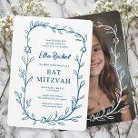 Convites Delicar Bar de FOTO PERSONALIZADO Botânico Bat Mit<br><div class="desc">Cartão perfeito para anunciar um morcego mitzvah, bar mitzvah ou outra celebração judaica! A mão desenhou uma delicada arte de trama de folha para você! TOTALMENTE PERSONALIZÁVEL! Clique em "Personalizar" acima para editar o texto. Clique em "editar usando a ferramenta design" para ajustar as fontes, cores e posicionamentos e para...</div>
