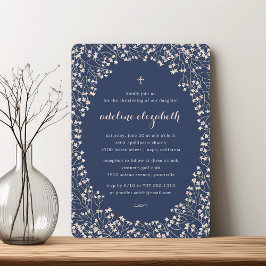 Convites Delicar Batismo Floral Cor-de-Rosa Esbranquiçada