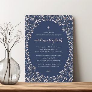 Convites Delicar Batismo Floral Cor-de-Rosa Esbranquiçada