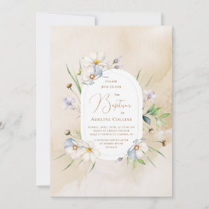 Convites Delicar Blossoms Soft Watercolor Baptism