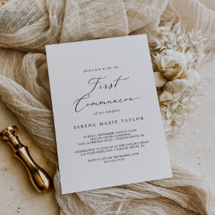 Convites Delicar Caligrafia Negra Primeira Comunhão