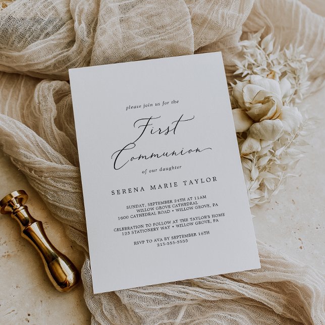 Convites Delicar Caligrafia Negra Primeira Comunhão (Criador carregado)