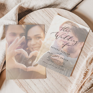 Convites Delicar Caligrafia Preta Casamento de Foto Desva