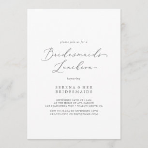 Convites Delicar Calliografia Silver Bridesmaids Luncheon