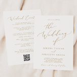 Convites Delicar Casamento de Código QR de Eventos Dourados<br><div class="desc">Este delicado evento de fim de semana de ouro, convite de casamento por código QR é perfeito para um casamento moderno. A design romântica minimalista apresenta uma magnífica e elegante tipografia amarela ouro champanhe num fundo branco com um aspecto simples e limpo. Salve o papel, incluindo a programação de fim...</div>