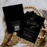 Convites Delicar Casamento de Código QR Preto Escuro<br><div class="desc">Este delicado convite de casamento preto negro de QR é perfeito para um casamento moderno. A design de moody apresenta uma magnífica e elegante tipografia branca sobre um fundo preto com um aspecto sofisticado. Salve o papel,  incluindo um código QR para seu convidado para ver detalhes,  RSVP ou ambos.</div>