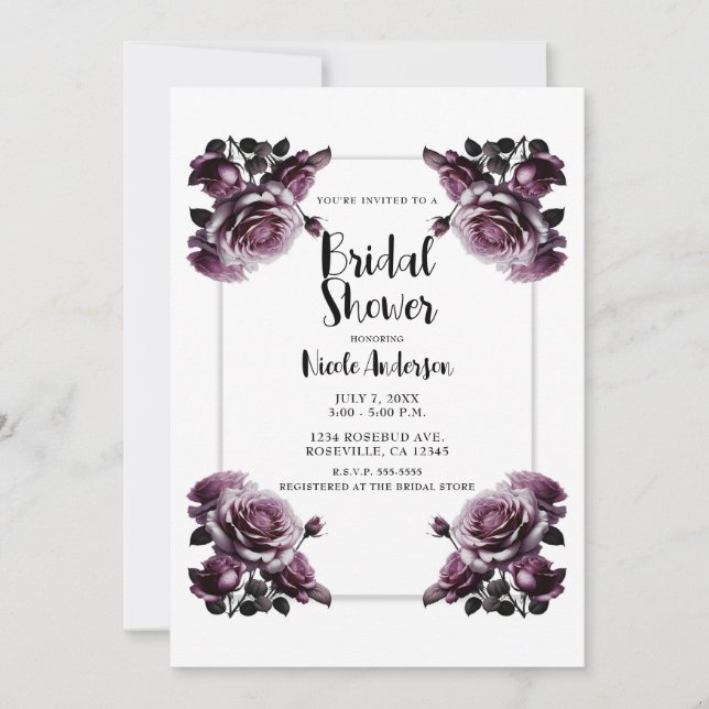 Convites Delicar Chá de Shabby de Rosas Rosa-Rosa (Frente)