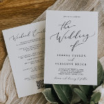 Convites Delicar Eventos de Fim de Semana Preto Casamento d<br><div class="desc">Este delicado evento de fim de semana da caligrafia negra com código QR é o convite de casamento perfeito para um casamento moderno. A design romântica minimalista apresenta uma magnífica e elegante tipografia negra num fundo branco com um aspecto simples e limpo. Salve o papel, incluindo a programação de fim...</div>