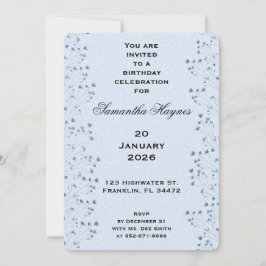 Convites Delicar Festa de aniversário Azul Escuro de Flores