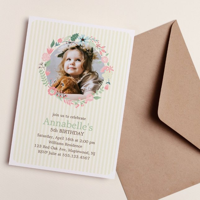 Convites Delicar Festa de aniversário Floral Wreath (Criador carregado)