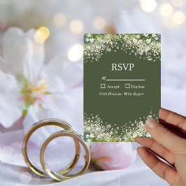 Convites Delicar Floral na Placa RSVP Verde-oliva