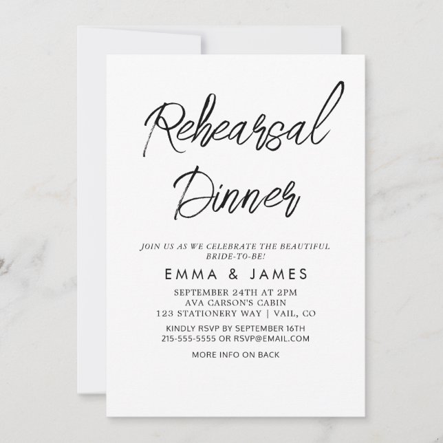 Convites Delicar Janto de Ensaio de Caligrafia Negra Invita (Frente)