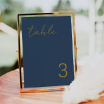 Convites Delicar Placas de Número de Tabela Dourada Azul de<br><div class="desc">Design moderno e elegante imprimiu Cartões de Número de Tabela Simples e Azul de Marinho Simples Delicado Minimalista que podem ser personalizados com seu texto e adiciona cada placa de número de tabela ao seu carrinho, um por um. Veja a Design de Arte Gráfica para outros produtos que combinam com...</div>