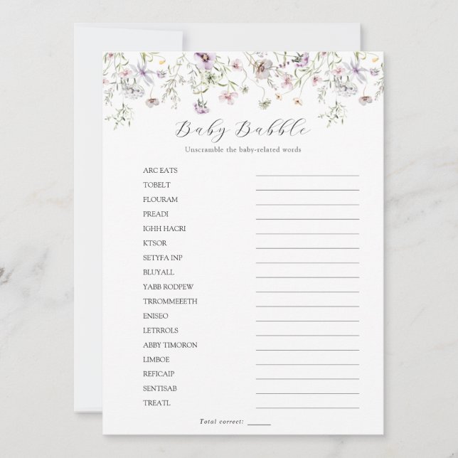 Convites Delicar Roxo-Flor-Selvagem Babble Scramble (Frente)