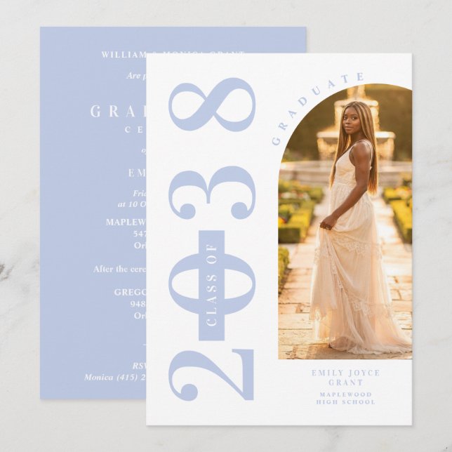 Convites Delicate Arch MInimalist Grad Light Blue Shades  (Frente/Verso)