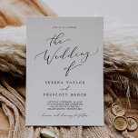 Convites Delicate Black Calligraphy The Wedding Of<br><div class="desc">This delicate black calligraphy wedding invitation is perfect for a modern wedding. The romantic minimalist design features lovely and elegant black typography on a white background with a clean and simple look.</div>