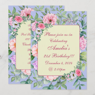 Convites Delicate Blue Summer Garden Party Floral