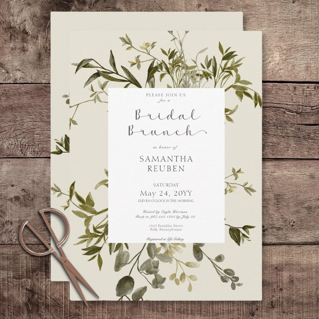 Convites Delicate Boho Greenery Bridal Brunch (Delicate Boho Greenery Bridal Brunch Invitation)