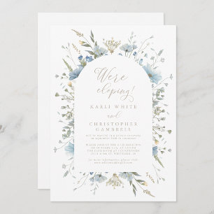 Convites Delicate Dusty Blue Wildflower Festa de Elopement