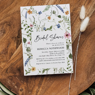 Convites Delicate Elegant Boho Wildflower Chá de panela