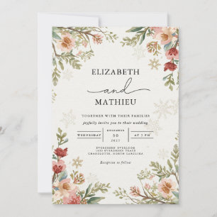 Convites Delicate Floral Casamento no inverno