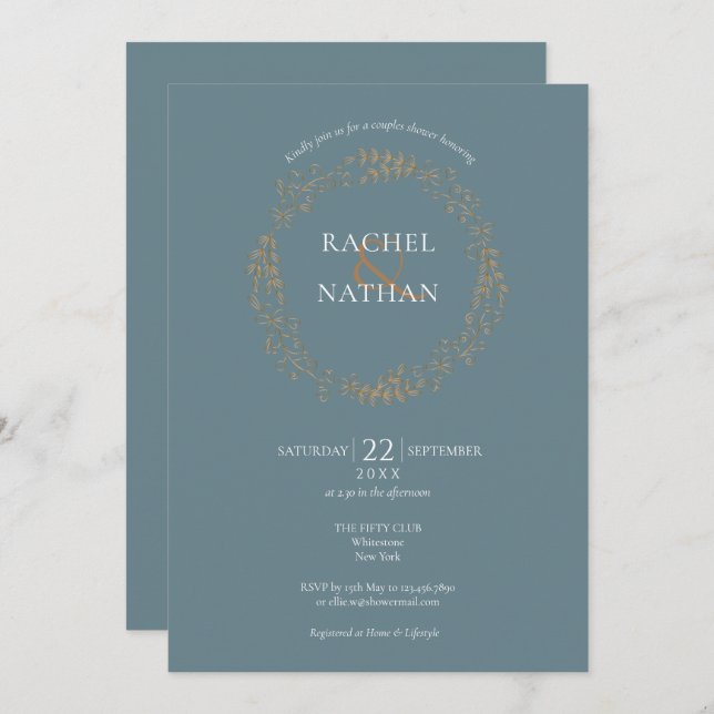 Convites Delicate Floral Garland | CHÁ CASAL (Frente/Verso)