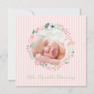 Convites Delicate Floral Wreath Christening