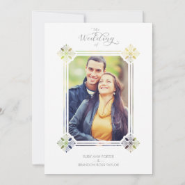 Convites Delicate Geometric Paper Cut Effect Vintage Photo