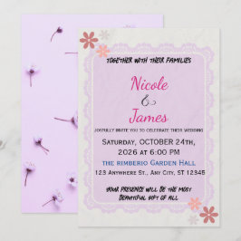 Convites Delicate Lavender Lace Floral Wedding Invitation