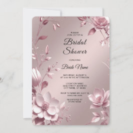 Convites Delicate Pink Floral Frame Bridal Shower